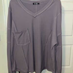 BYTORE Women's V-Neck Sweater - Purple